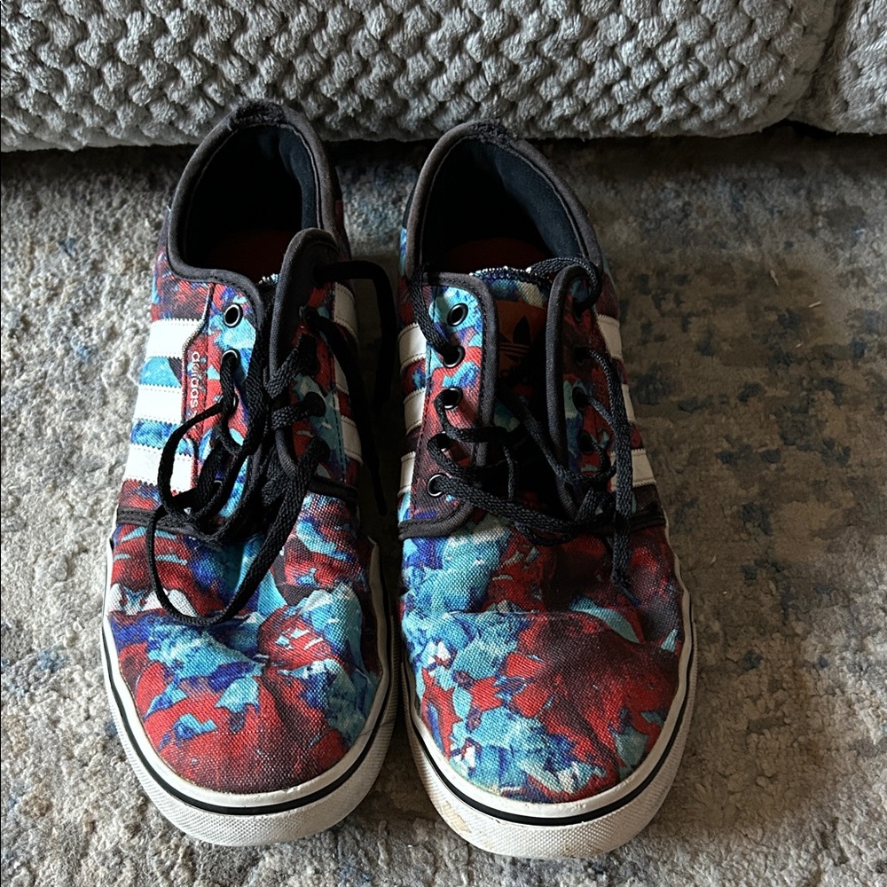 Adidas Black and Red Floral Sneakers